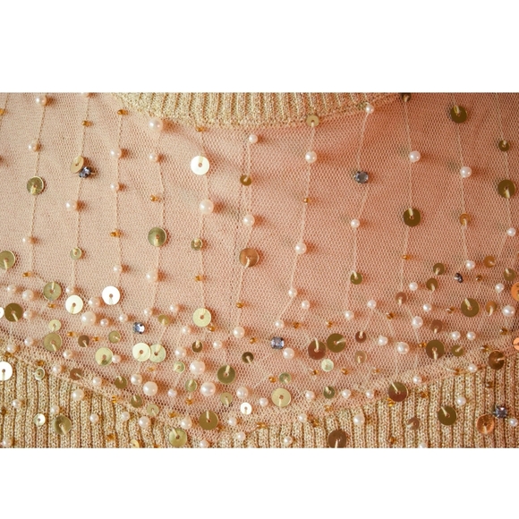 ⚡HP⚡Vintage 1970s Beaded + Sequined Turtleneck - Picture 4 of 5